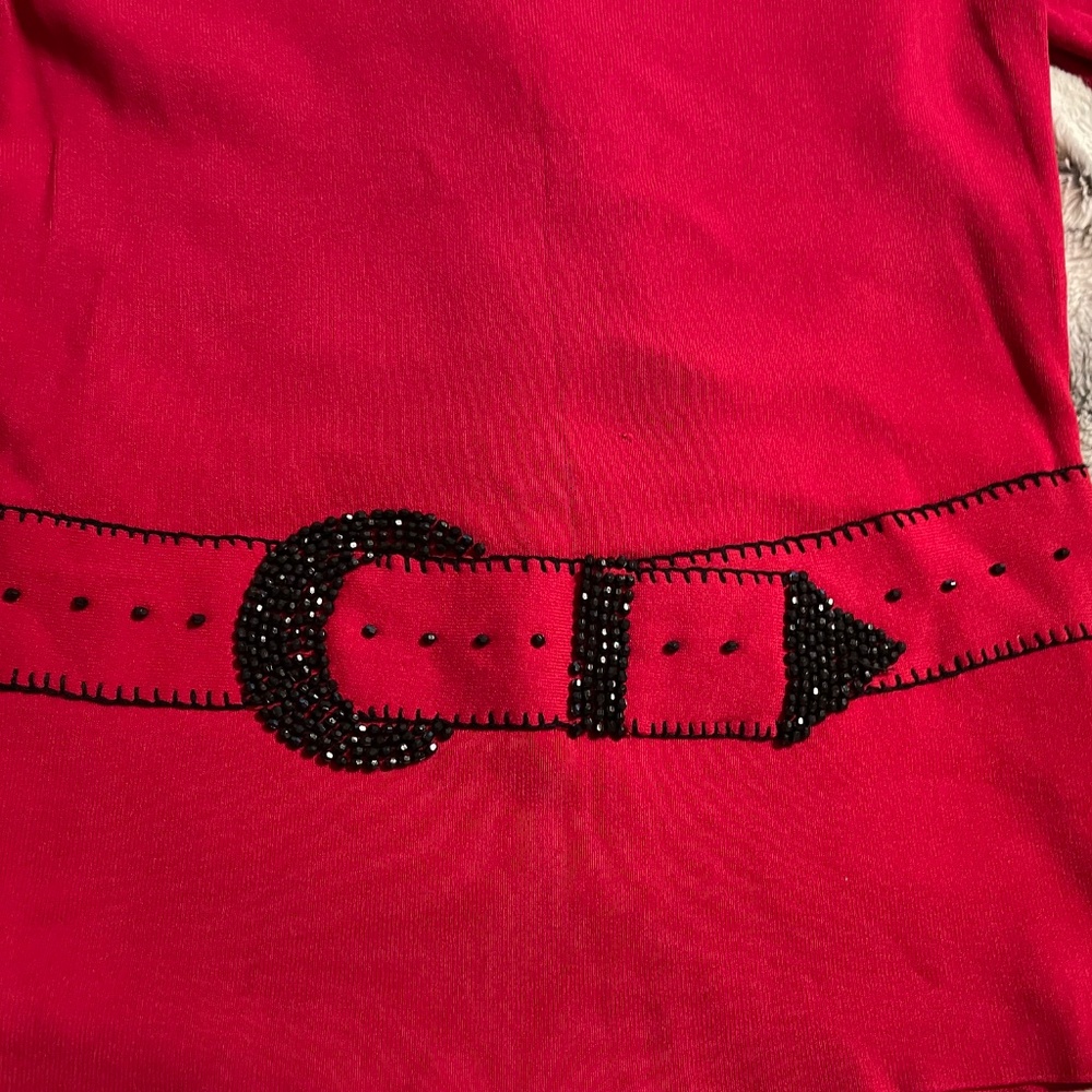 Ruby Rd. Bedazzled Red Sexy Bedazzled  sweater-top, size L - Picture 7 of 7